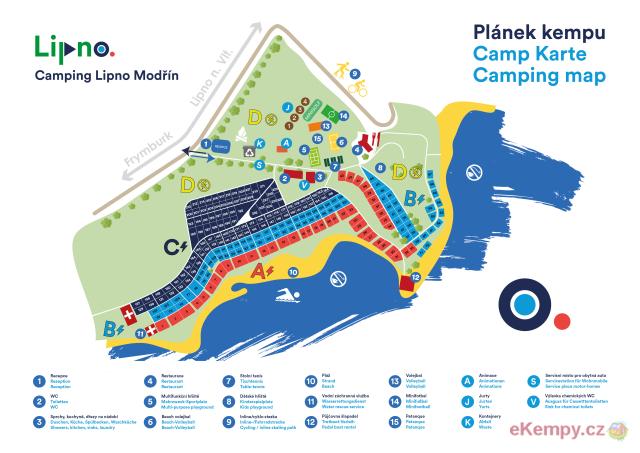 Camping Lipno Modřín Plánek kempu